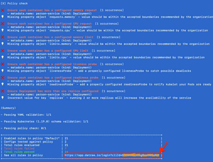 datree-kubernetes-local-report