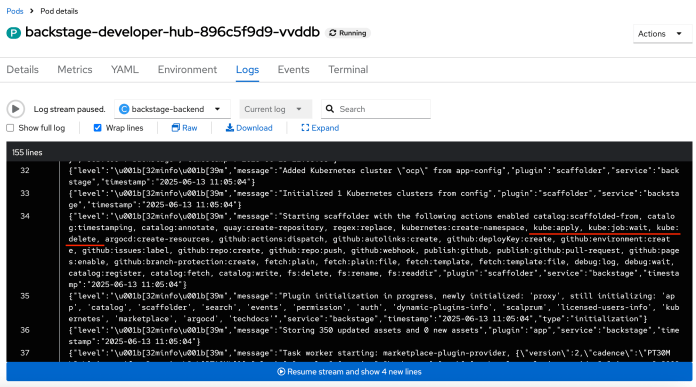 backstage-dynamic-plugins-developer-hub-logs