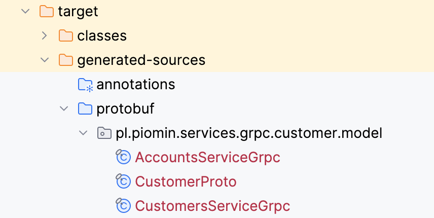 grpc-spring-generated-classes